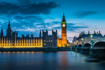 House of Parliament, Bigben, Westminister bridge at Night, London, United Kingdom, UK - obrazy, fototapety, plakaty