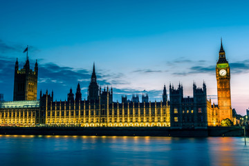 Fototapeta na wymiar House of Parliament, Bigben, Westminister bridge at Night, London, United Kingdom, UK