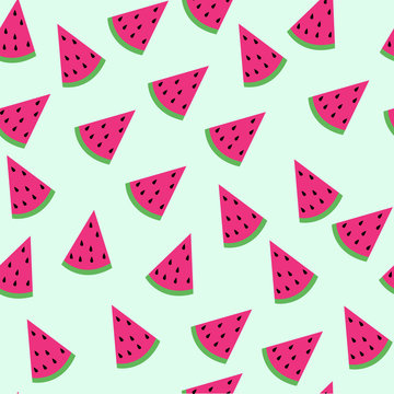 Seamless pattern of watermelon slices with seads.