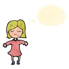 retro cartoon blond girl with thought bubble