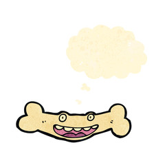 retro cartoon bone with face