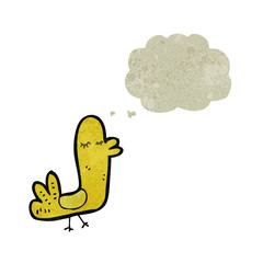 retro cartoon bird with thought bubble