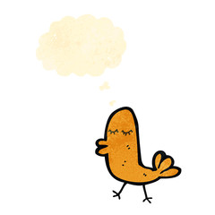 retro cartoon bird with thought bubble