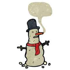 retro cartoon grumpy snowman