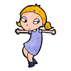 retro cartoon girl dancing
