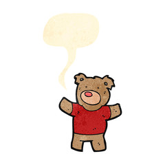 retro cartoon teddy bear with speech bubble