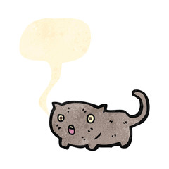 retro cartoon cat with speech bubble