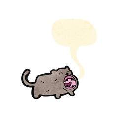 retro cartoon cat with speech bubble
