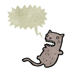 retro cartoon cat with speech bubble