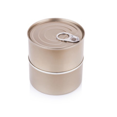 Aluminum can on a white background