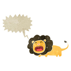 retro cartoon lion with speech bubble