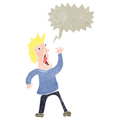 retro cartoon terrified man