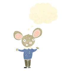 retro cartoon mouse with thought bubble