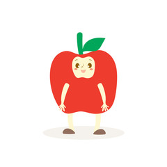 Cute apple costumes fruit kids. Vector design illustration with