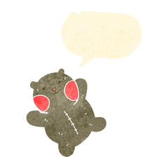 retro cartoon teddy bear with speech bubble