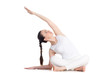Side bending Sukhasana yoga pose