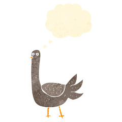 retro cartoon pigeon with thought bubble