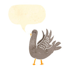 retro cartoon pigeon with speech bubble