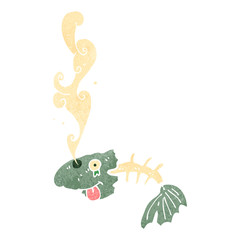 retro cartoon smelly old fish bones