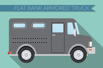 Flat design vector illustration city Transportation, bank armored Truck, side view