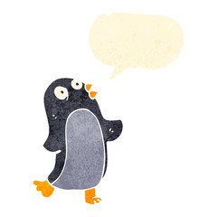 retro cartoon dancing penguin