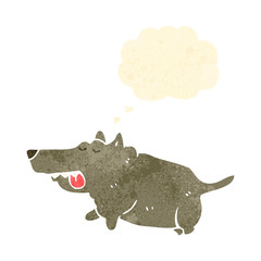 retro cartoon dog with thought bubble