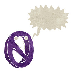 retro cartoon number 0 with speech bubble