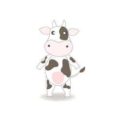 Cute cow cartoon standing isolated.