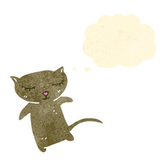 retro cartoon cat with thought bubble