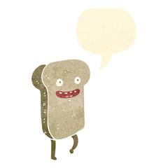 retro cartoon slice of toast character