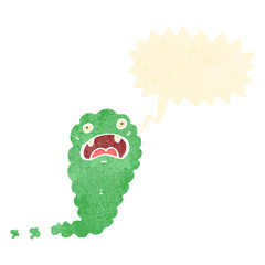 retro cartoon green smoke ghost
