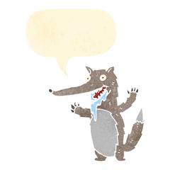 retro cartoon hungry wolf