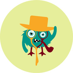 Freaky cute retro hipster alien monster