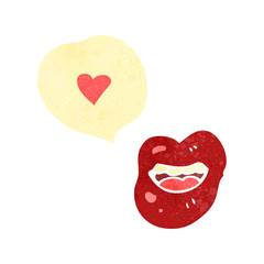 retro cartoon red lips with speech bubble