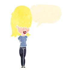 retro cartoon blond girl talking
