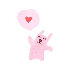 retro cartoon rabbit with speech bubble