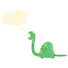 retro cartoon dinosaur with speech bubble