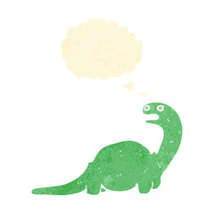 retro cartoon dinosaur with thought bubble