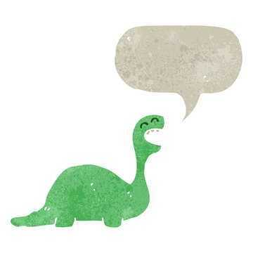 retro cartoon dinosaur with speech bubble
