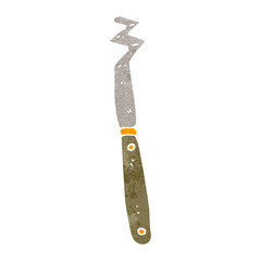 retro cartoon bent old kitchen knife