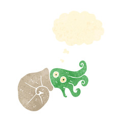 retro cartoon nautilus squid