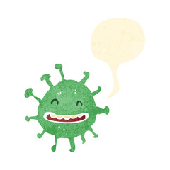 retro cartoon germ with speech bubble