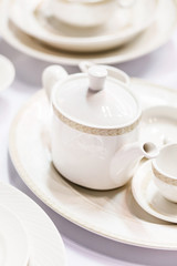 Ceramic tableware on the table