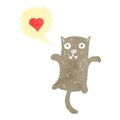 retro cartoon cat with love heart