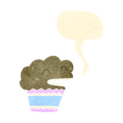 retro cartoon talking muffin