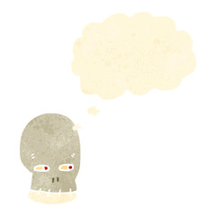 retro cartoon skull with thought bubble