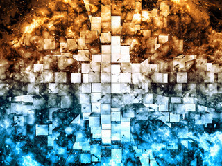 Exploding Abstract 3D Shape Red Blue