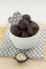 Chocolates with marzipan. 