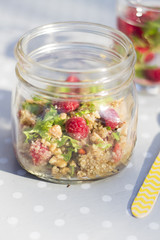 Quinoa with raspberries.