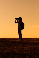 Little hiker with binoculars